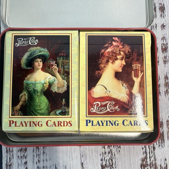 Vintage 1997 Pepsi Cola Hoyle Nostalgic Playing Cards 2 Decks w/ Collector Tin - Picture 7 of 9
